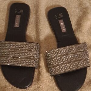 Elegant Black and Silver Women's Sandals